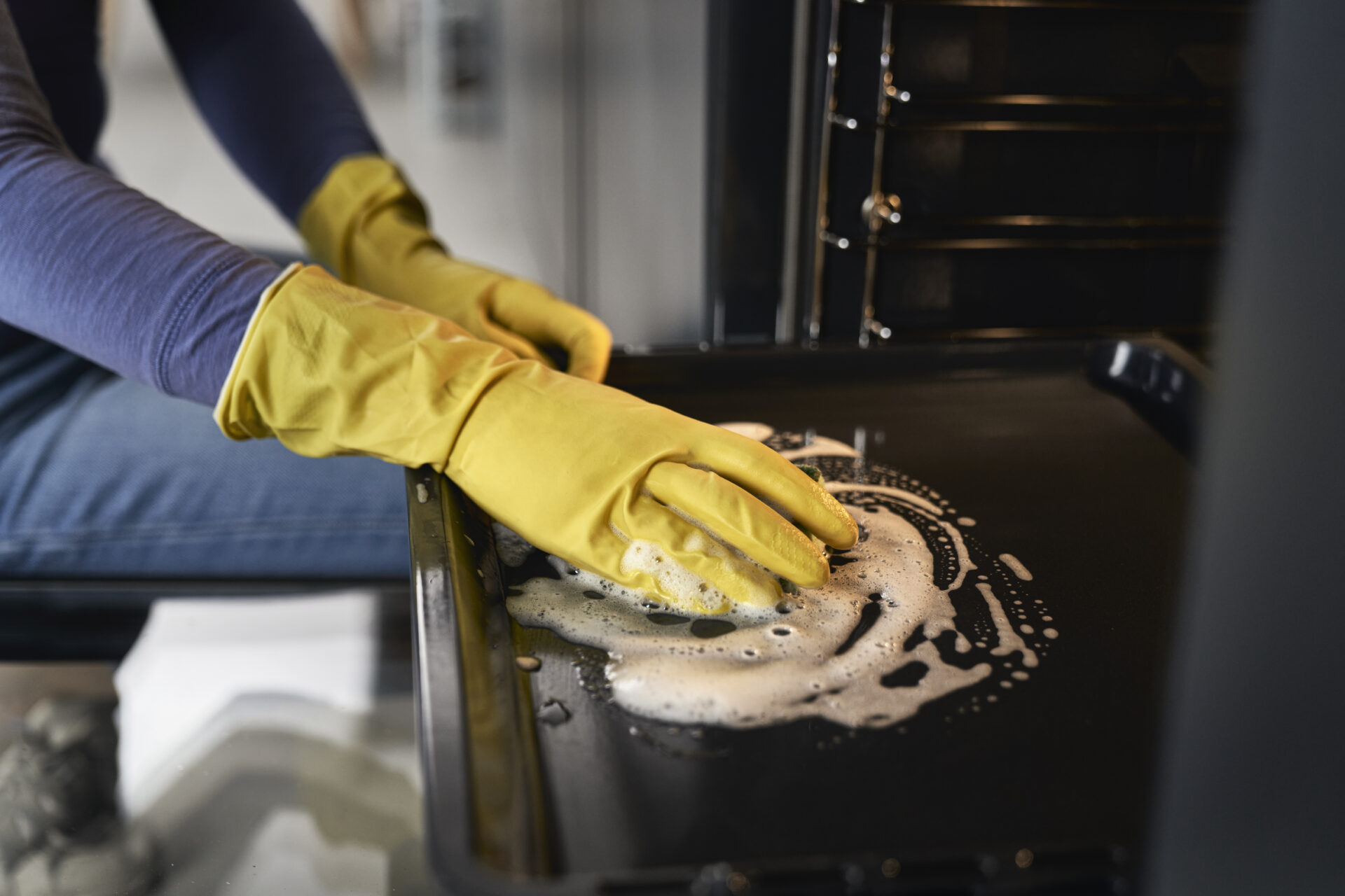 Close up of caucasian woman cleaning