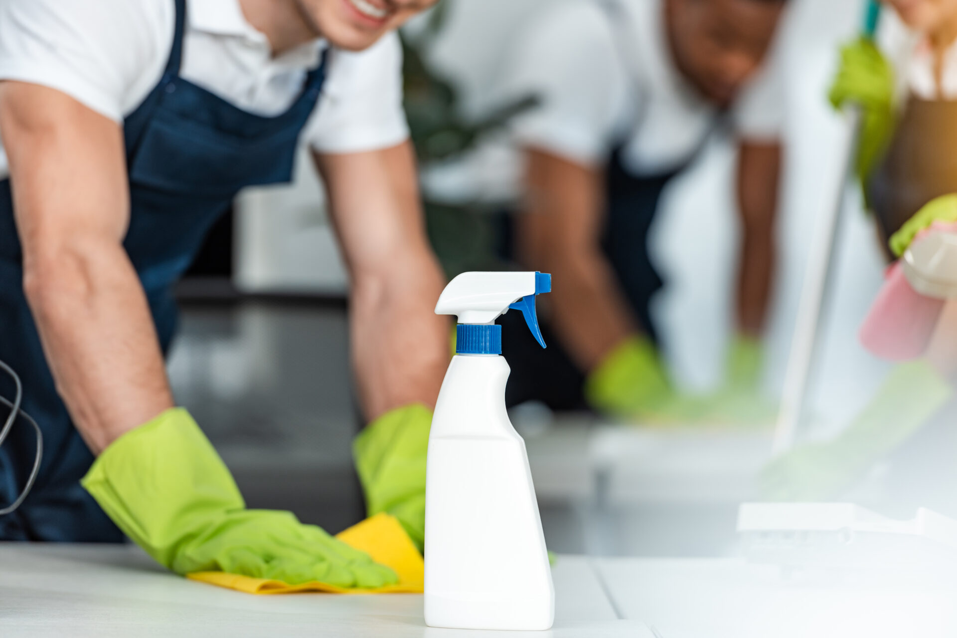 cleaner wiping office